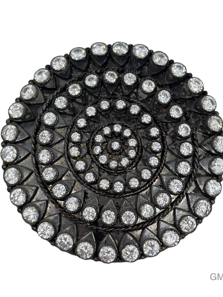 Vintage Oversize Sterling Silver Cubic Zirconia Brooch - Gm1202